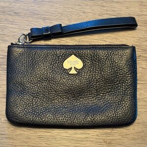 Kate Spade Wristlet Black Pebbled Leather